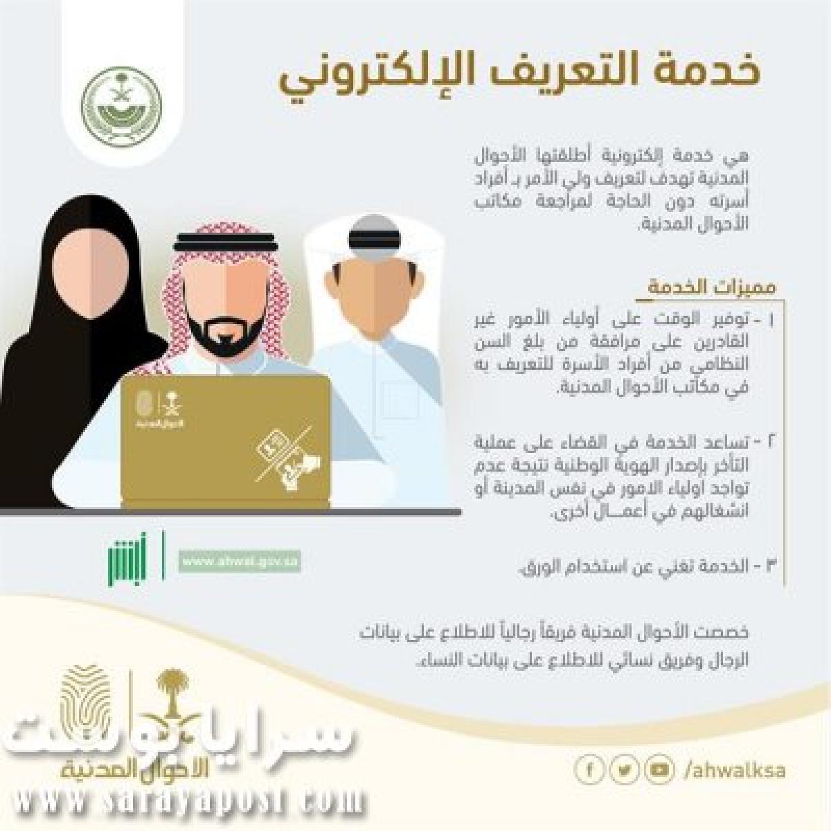 تعرف على خدمة التعريف الإلكتروني في ⁧الأحوال المدنية⁩ عبر منصة ⁧أبشر⁩