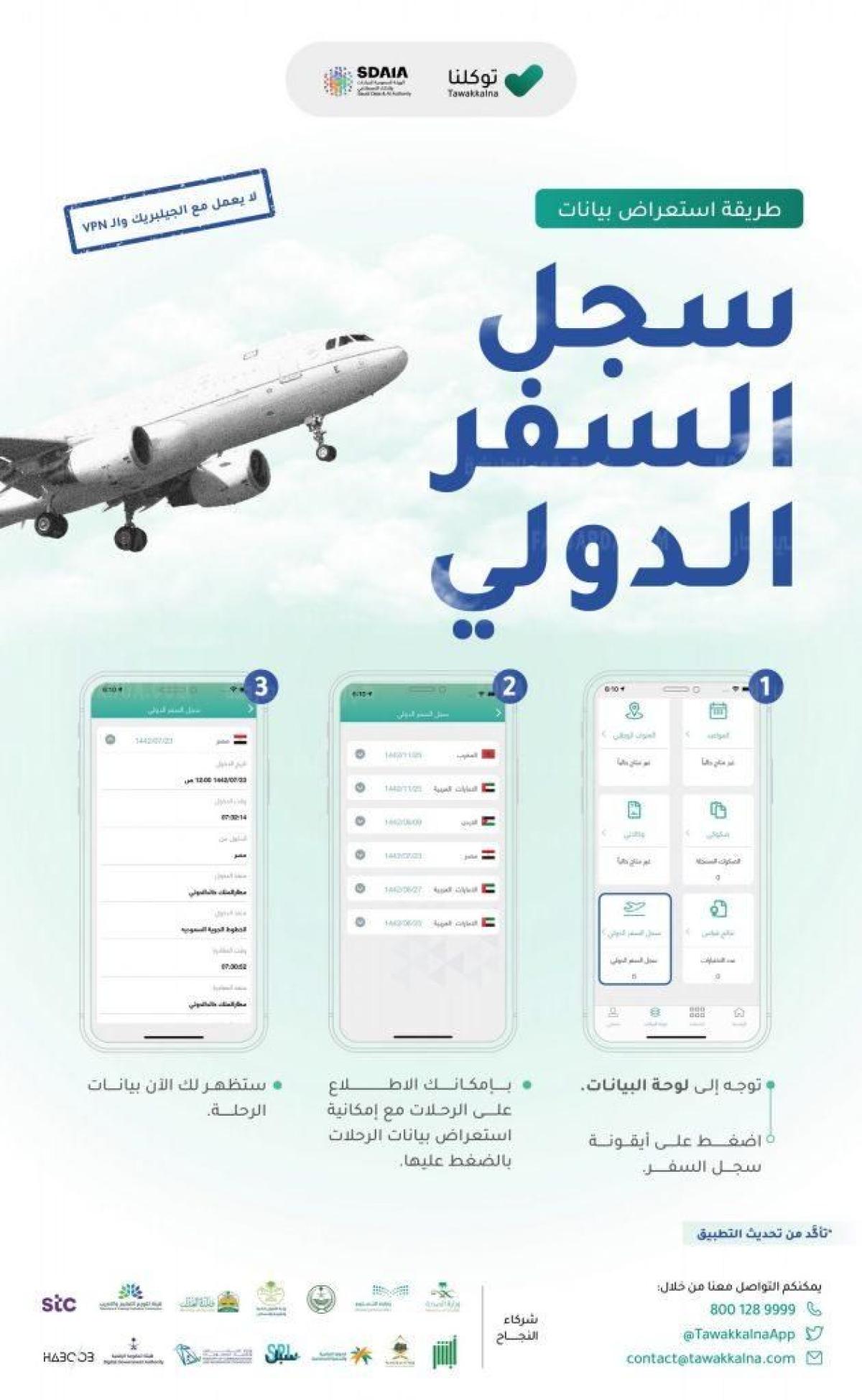 توكلنا استعرض خدمة سجل السفر الدولي 1443 خدمة حديثة تتيح استعراض البيانات بالسعودية